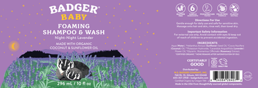 Baby Night-Night Foaming Shampoo & Wash, Lavender Badger Supplement - Conners Clinic